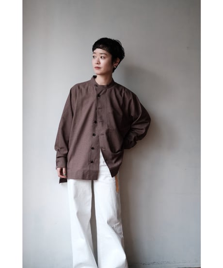 un/unbient / Stand Collar Shirt(Brick/Black)