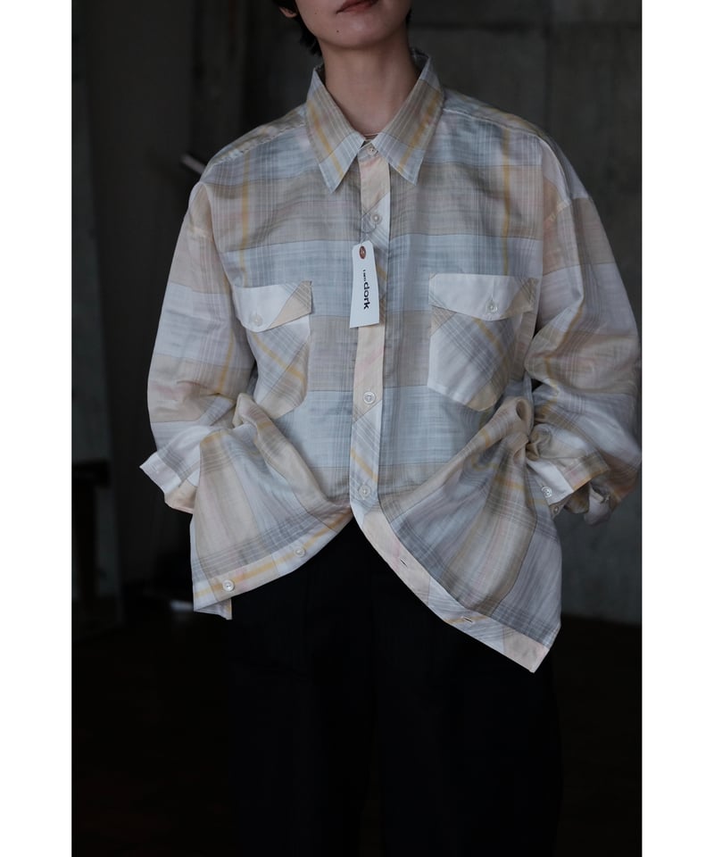 I am dork / Work Shirt(CottonLinen/Beige Check)