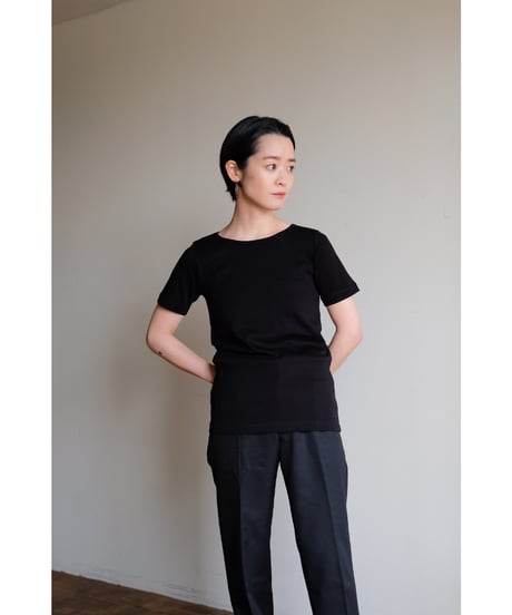 LIFiLL / 別注Cottony Soft Stretch Boatneck Tee(Black)