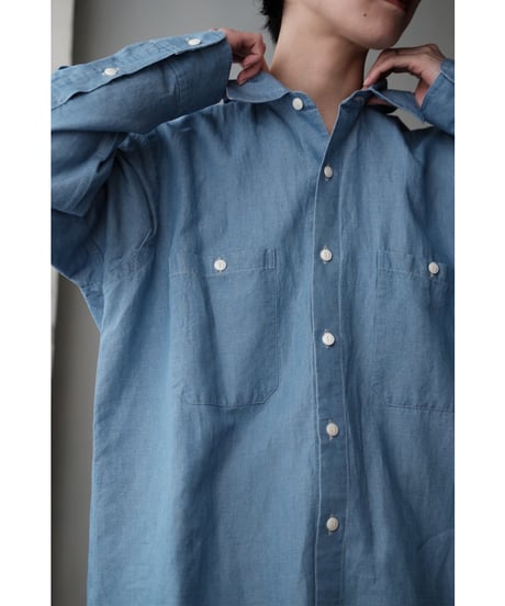 BISOWN / COTTON LINEN CHAMBRAY SHIRTS(LIGHT INDIGO)