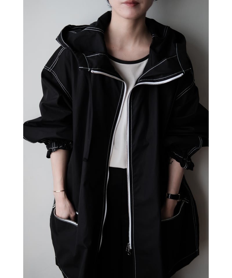 ANSNAM / Hooded Coat(Ventile Cotton/Black) | PARK
