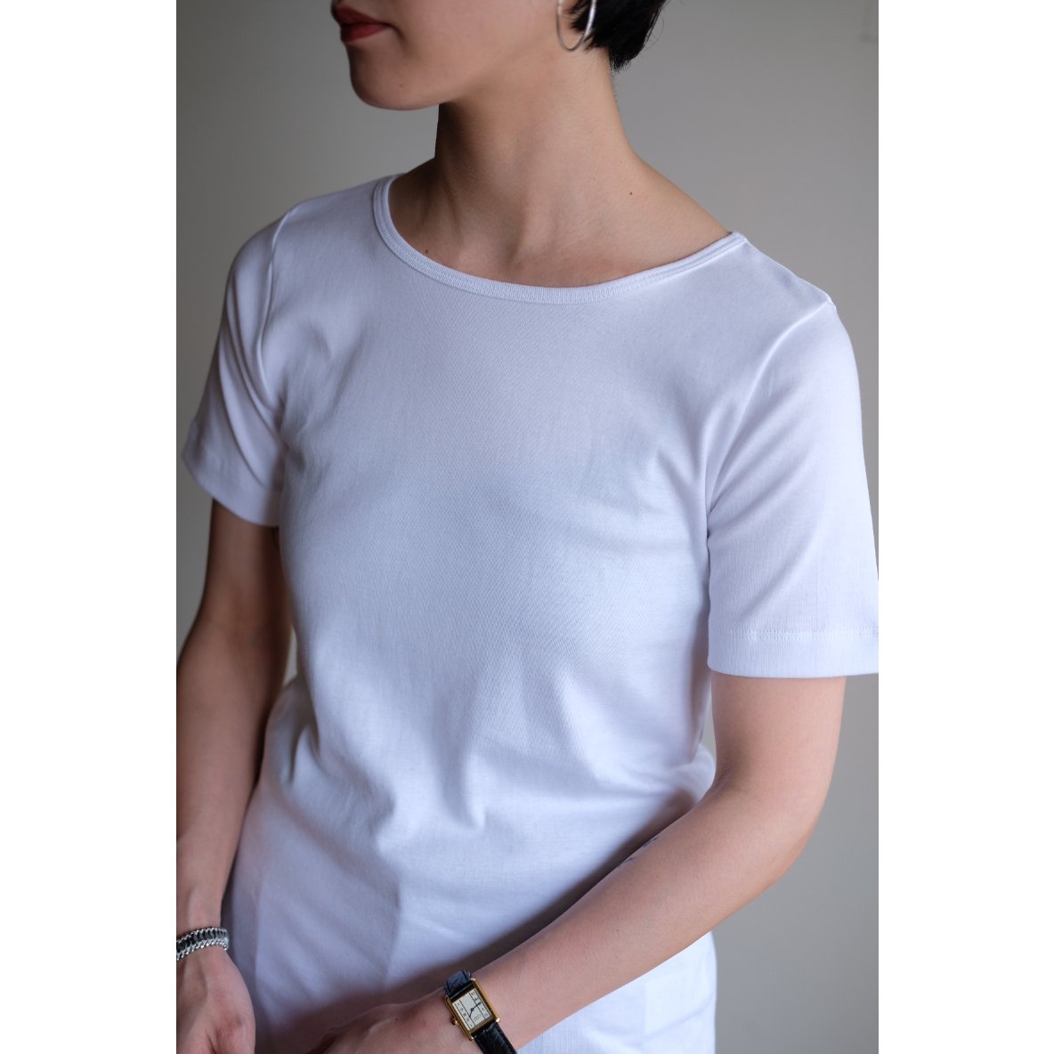 LIFiLL / 別注Cottony Soft Stretch Boatneck Tee(Wh
