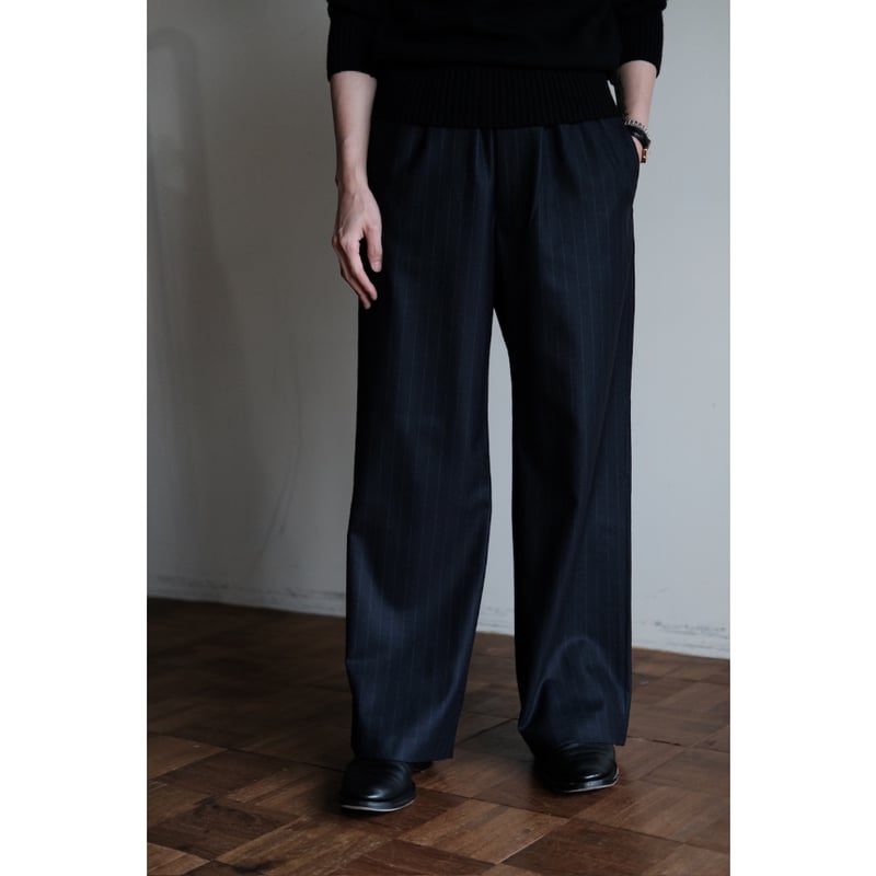 un/unbient / Easy Trousers Boots(Navy Stripe) |