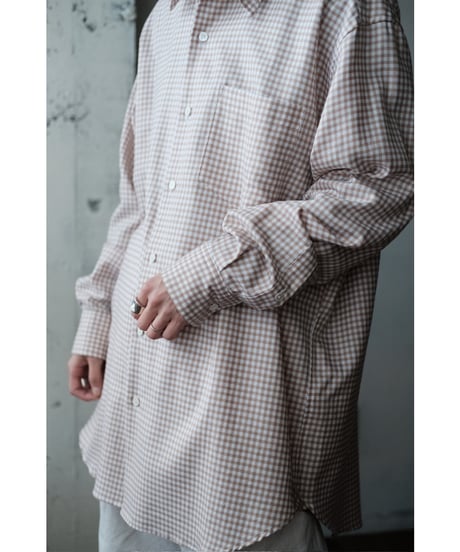 ANSNAM / プレーンシャツ(Bonfanti Tessuti / White×Brown Plaid)