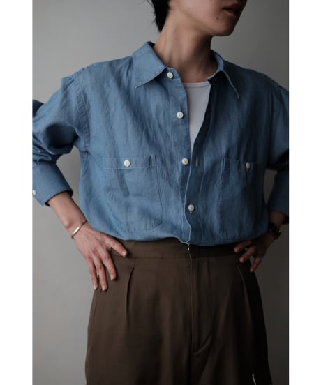 BISOWN / COTTON LINEN CHAMBRAY SHIRTS(LIGHT INDIGO)