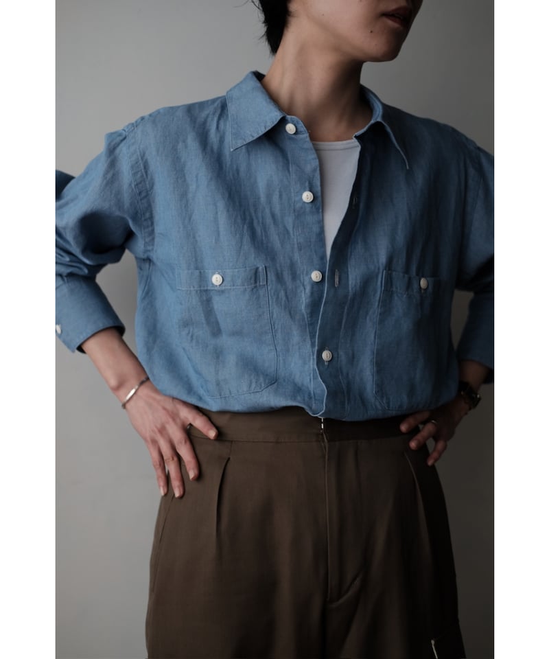 BISOWN / COTTON LINEN CHAMBRAY SHIRTS(LIGHT IND