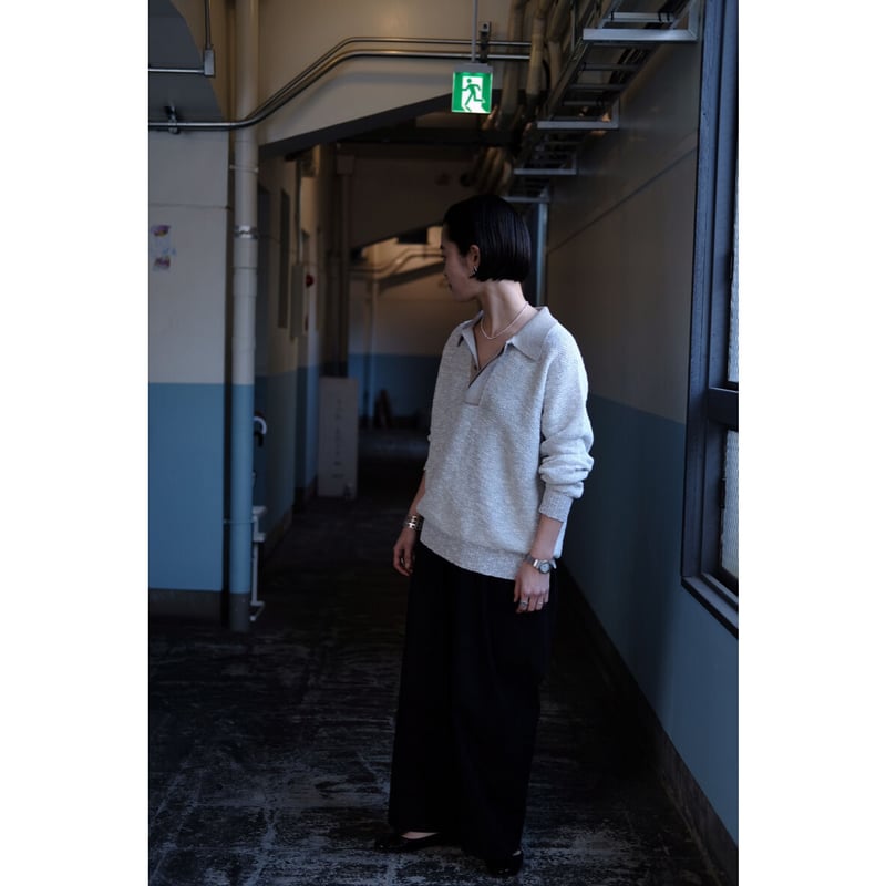 ANSNAM / Knit Polo(White Gray) | PARK