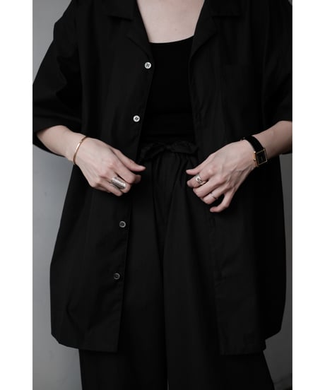 matereal / Cotton Silk Open Collar Shirt(Black)