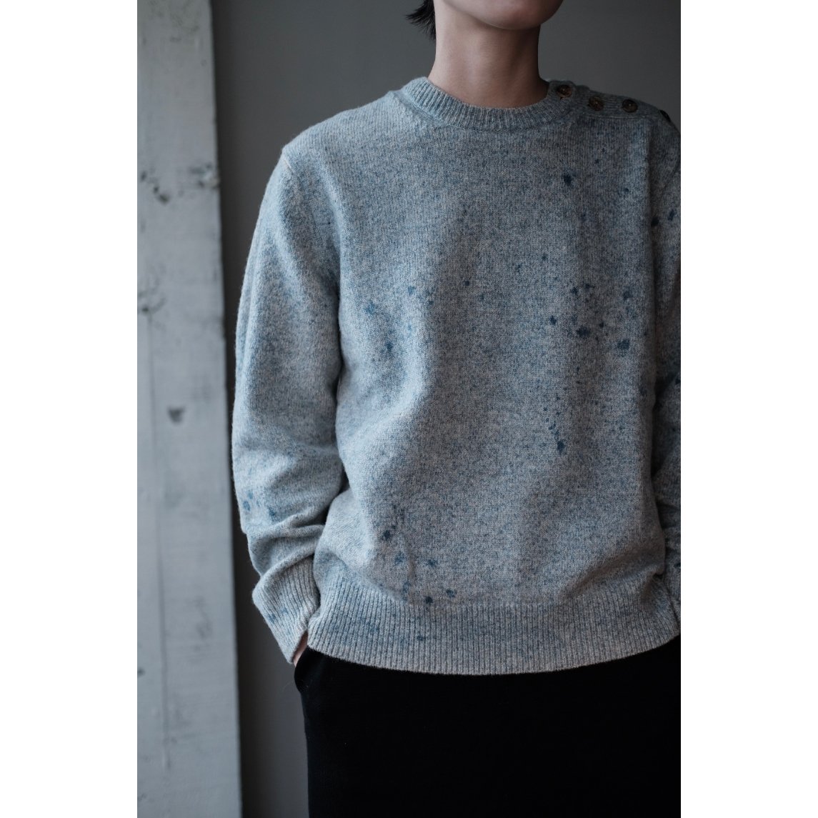 ANSNAM run sprayed pullover アンスナム ANSNAM / Sprayed Pull Over(Blue Graybeige) | PARK
