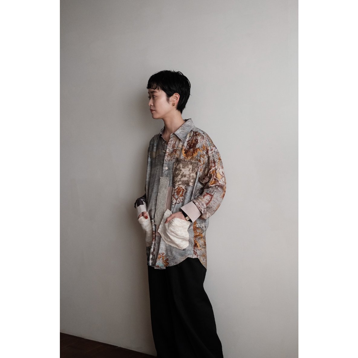 ANSNAM ビスコース プレーンシャツ 02 チェック アンスナム ANSNAM ビスコース プレーンシャツ 02 チェック アンスナム MENS