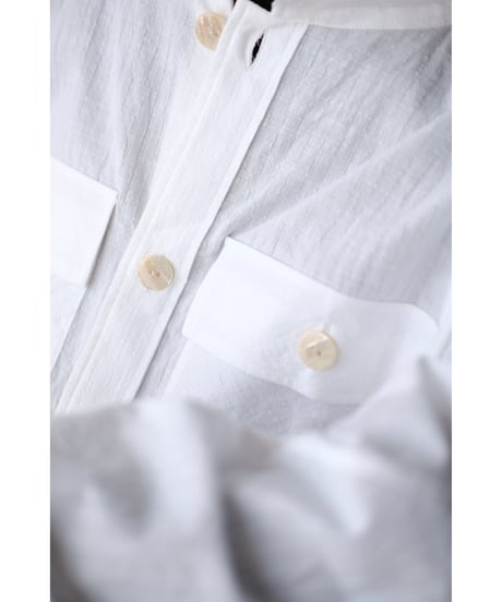 ANSNAM / 牛飼いプルオーバーシャツ(Cotton/White Stripe)
