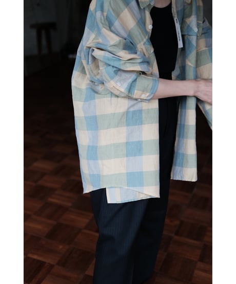 I am dork / Work Shirt(CottonLinen/Green Check)