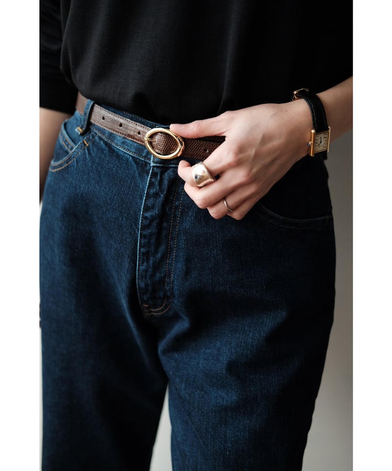 BISOWN / LIZARD OVAL BELT(Dark Brown) | PARK