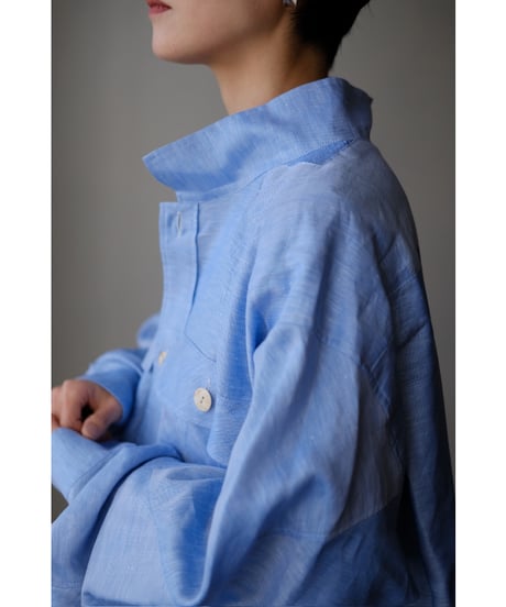 ANSNAM / 牛飼いプルオーバーシャツ(LinenCotton<CARLO RIVA)/Oxford Blue)