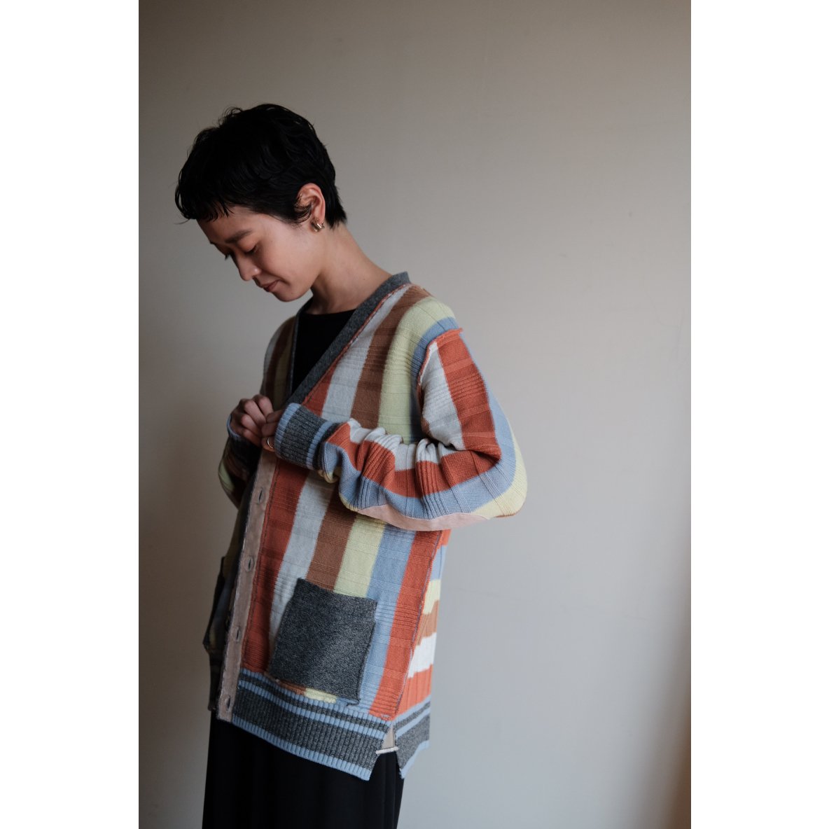ANSNAM 美品　24AW マルチストライプカーディガン 送料0円】 ANSNAM 美品 マルチストライプカーディガン 24AW