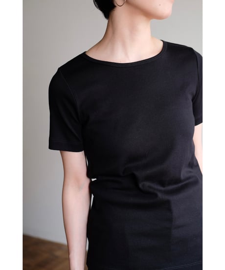 LIFiLL / 別注Cottony Soft Stretch Boatneck Tee(Black)