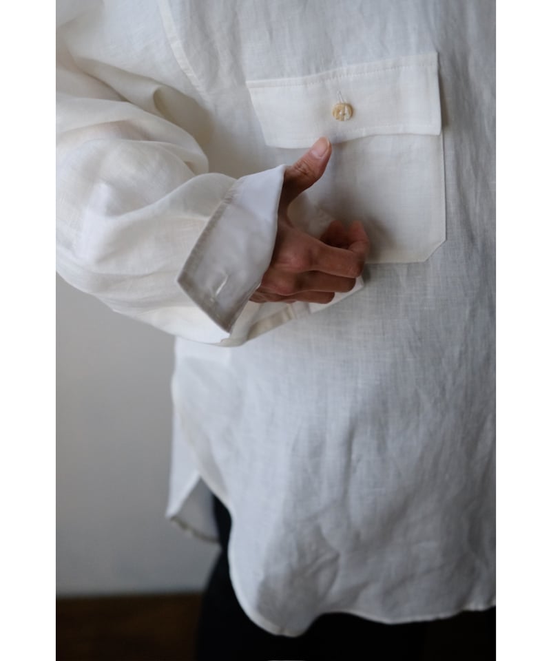 Ansnam 牛飼いシャツ　リネン　白 Ansnam 牛飼いシャツリネン白