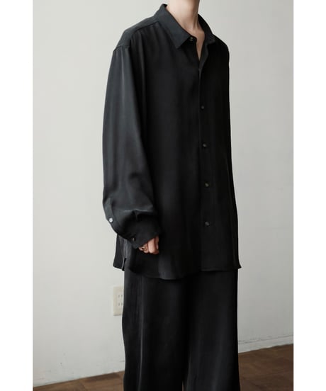 matereal / Cupro Regular Collar Shirt(Black)
