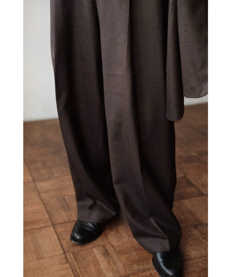 パンツ BISOWN MIDDLEWOOL DEEPTUCK TROUSERS 4 BISOWN / MIDDLEWOOL DEEPTUCK TROUSERS(Brown×Bla