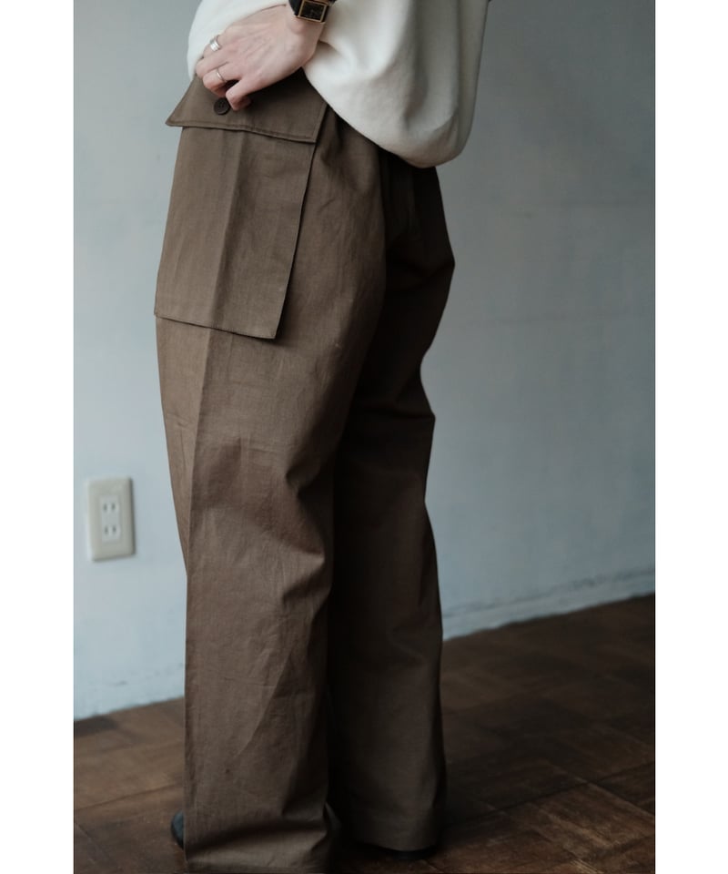 BISOWN / COTTON LINEN M43 TROUSERS(MILITARY GRE