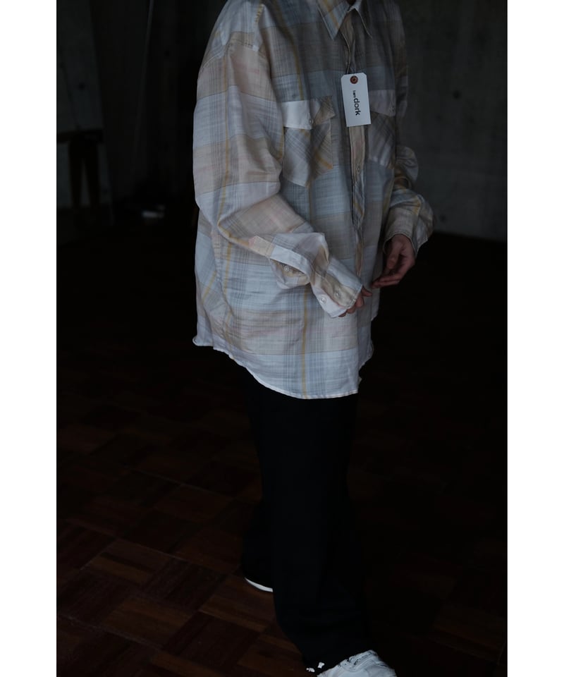 I am dork / Work Shirt(CottonLinen/Beige Check)