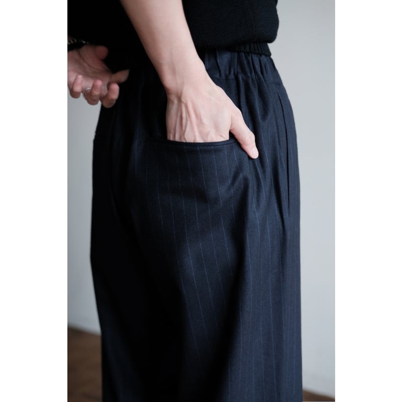 un/unbient / Easy Trousers Boots(Navy Stripe) |