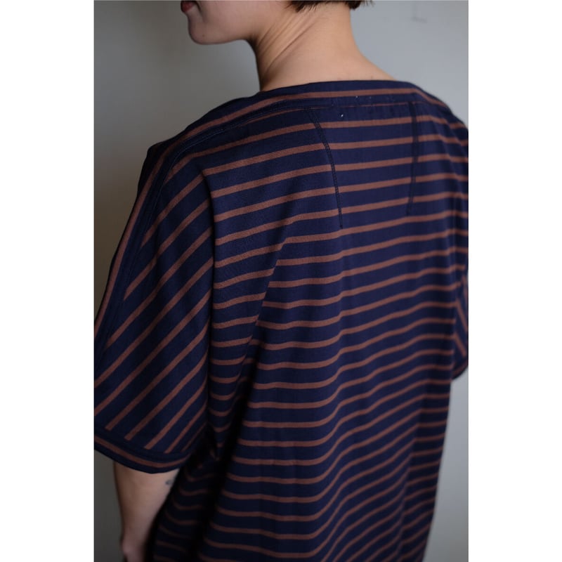 ANSNAM / Boatneck Tee(Brown×Navy) | PARK