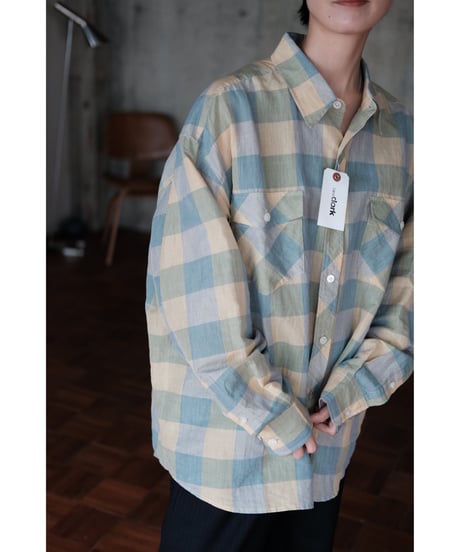 I am dork / Work Shirt(CottonLinen/Green Check)