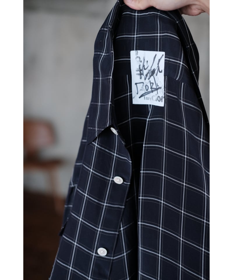 I am dork / Work Shirt(Viscose/Navy Check) | PARK