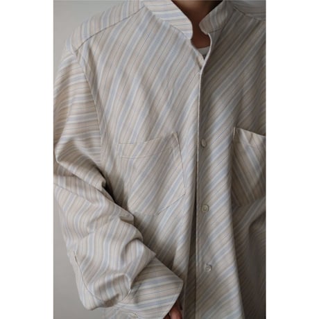 ANSNAM / Bias Wool Shirt(Off White Check Pattern)