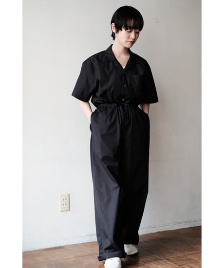 matereal / Cotton Silk Open Collar Shirt(Navy)