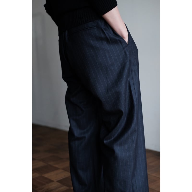 un/unbient / Easy Trousers Boots(Navy Stripe) |