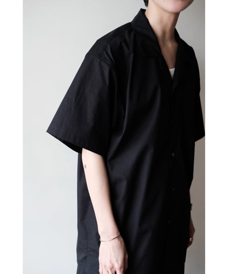 matereal / Cotton Silk Open Collar Shirt(Navy)