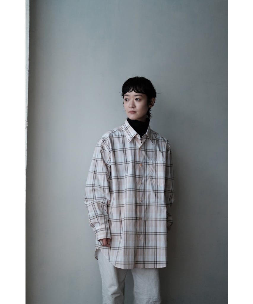 ANSNAM ビスコース プレーンシャツ 02 チェック アンスナム ANSNAM / プレーンシャツ(Cotton/Lt.Pink Multi Plaid) |