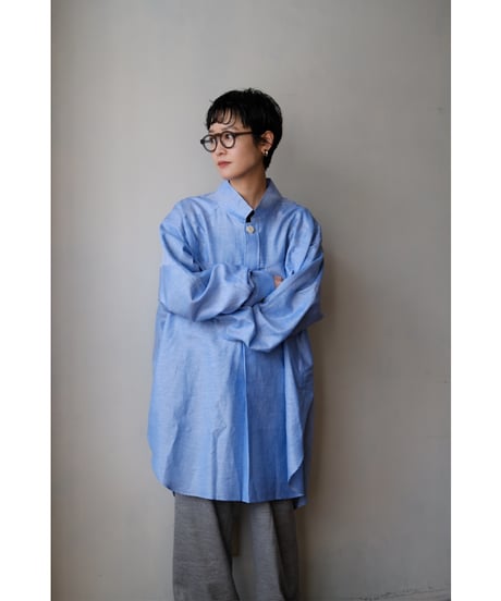 ANSNAM / 牛飼いプルオーバーシャツ(LinenCotton<CARLO RIVA)/Oxford Blue)
