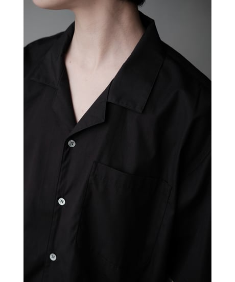 matereal / Cotton Silk Open Collar Shirt(Black)