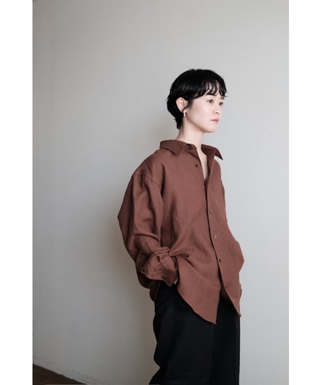 ANSNAM / プレーンシャツ(Linen/Brown)