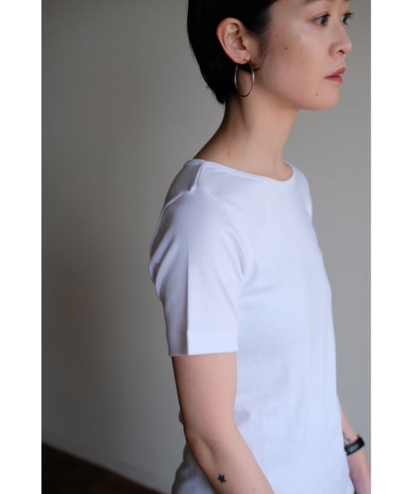 LIFiLL / 別注Cottony Soft Stretch Boatneck Tee(White)