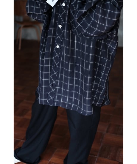 I am dork / Work Shirt(Viscose/Navy Check)
