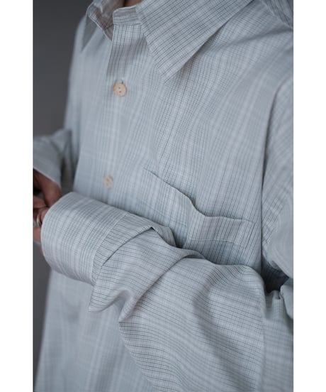 ANSNAM / プレーンシャツ(Cotton/White×Green×Lt.Green Plaid)