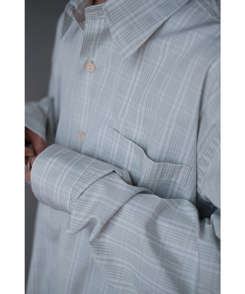 ANSNAM / プレーンシャツ(Cotton/White×Green×Lt.Green Pl