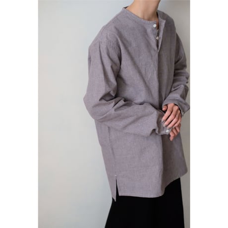 Aquellos Ojos Verdes BISHU / “Water Lily” Cotton Flannel Sleeping Shirt(Gray like)