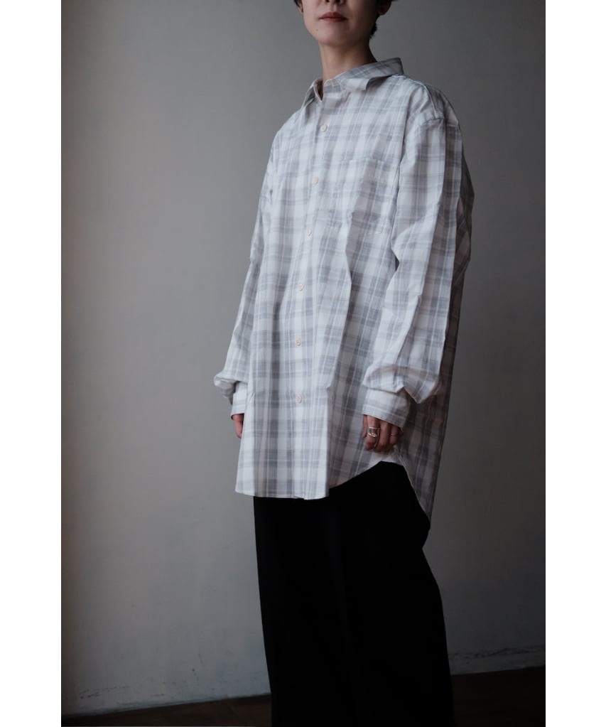 ANSNAM ビスコース プレーンシャツ 02 チェック アンスナム ANSNAM / プレーンシャツ(Cotton/White×Grey×Beige Plaid)