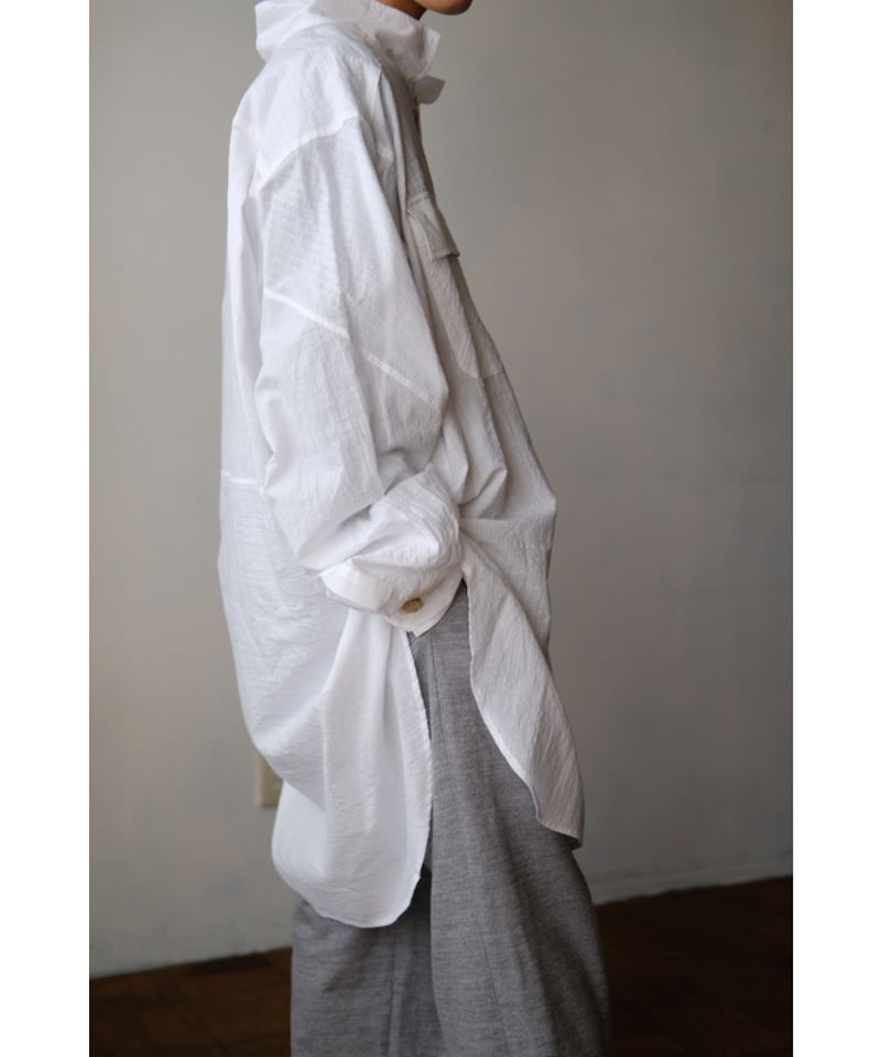 ANSNAM / 牛飼いプルオーバーシャツ(Cotton/White Stripe) | PARK