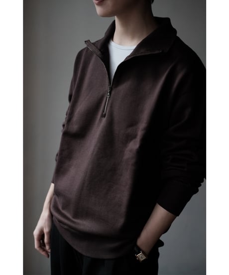 LIFiLL / Cottony Sweat Half Zip Polo(Brown)