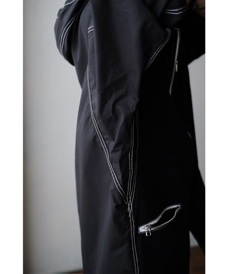 ANSNAM / Hooded Coat(Ventile Cotton/Black)