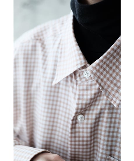 ANSNAM / プレーンシャツ(Bonfanti Tessuti / White×Brown Plaid)