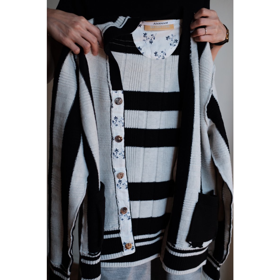 ANSNAM / Stripes Cardigan(Black×White) | PARK ANSNAM / Stripes Cardigan(Black×White) | PARK