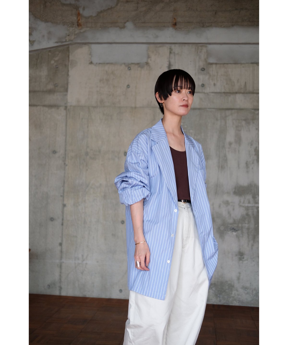 あすなページ ANSNAM / ビッグパジャケット(Cotton/Blue×White) | PARK