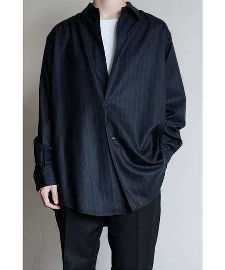 un/unbient / Regular Collar Pullover(Navy Stripe)